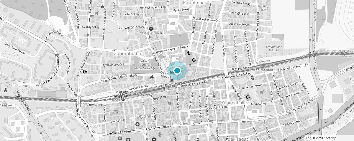Map of the Traveland Tourism office in Bakırköy